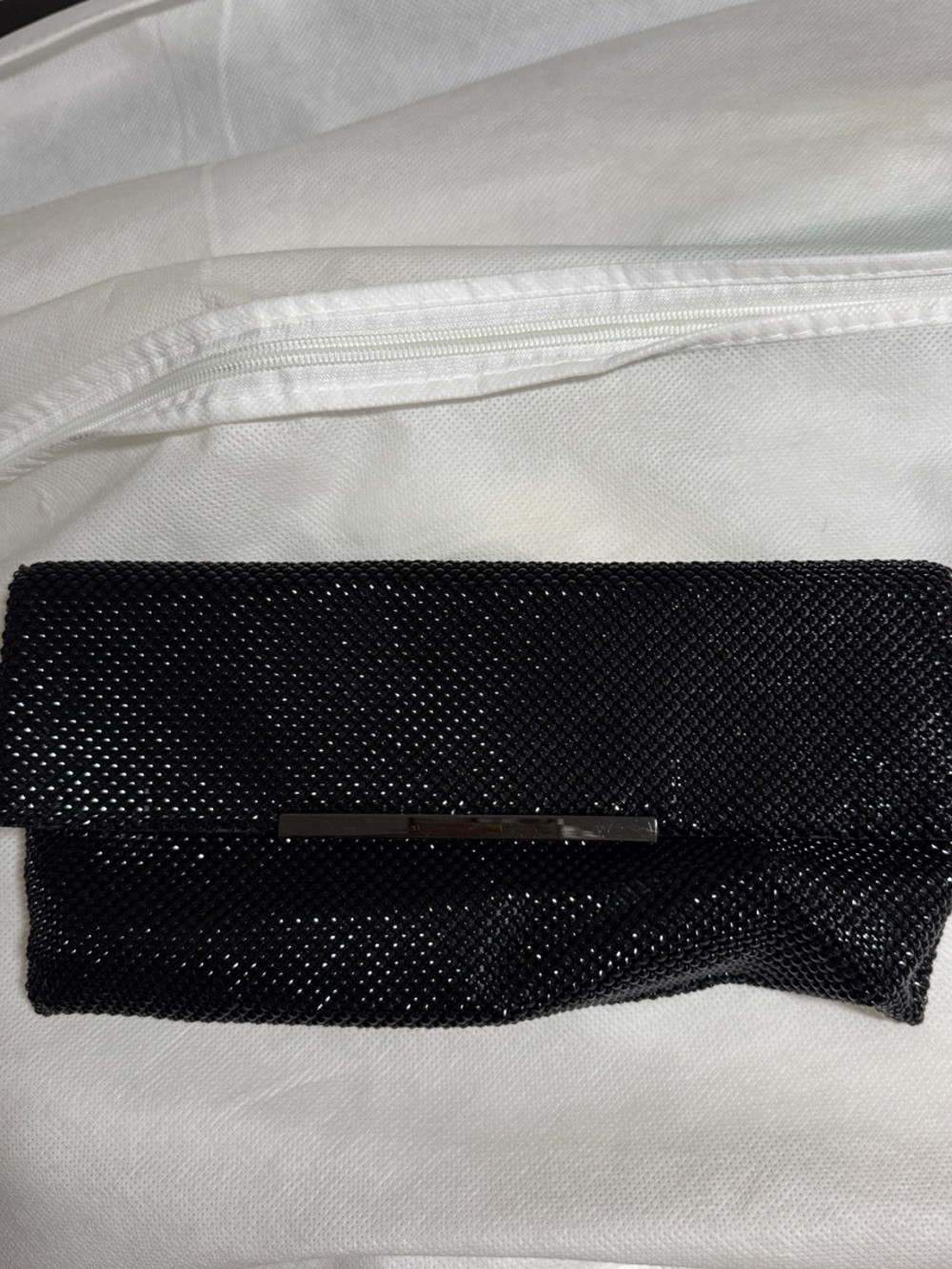 Black Mesh Evening Clutch - Women's Fold-Over Bag